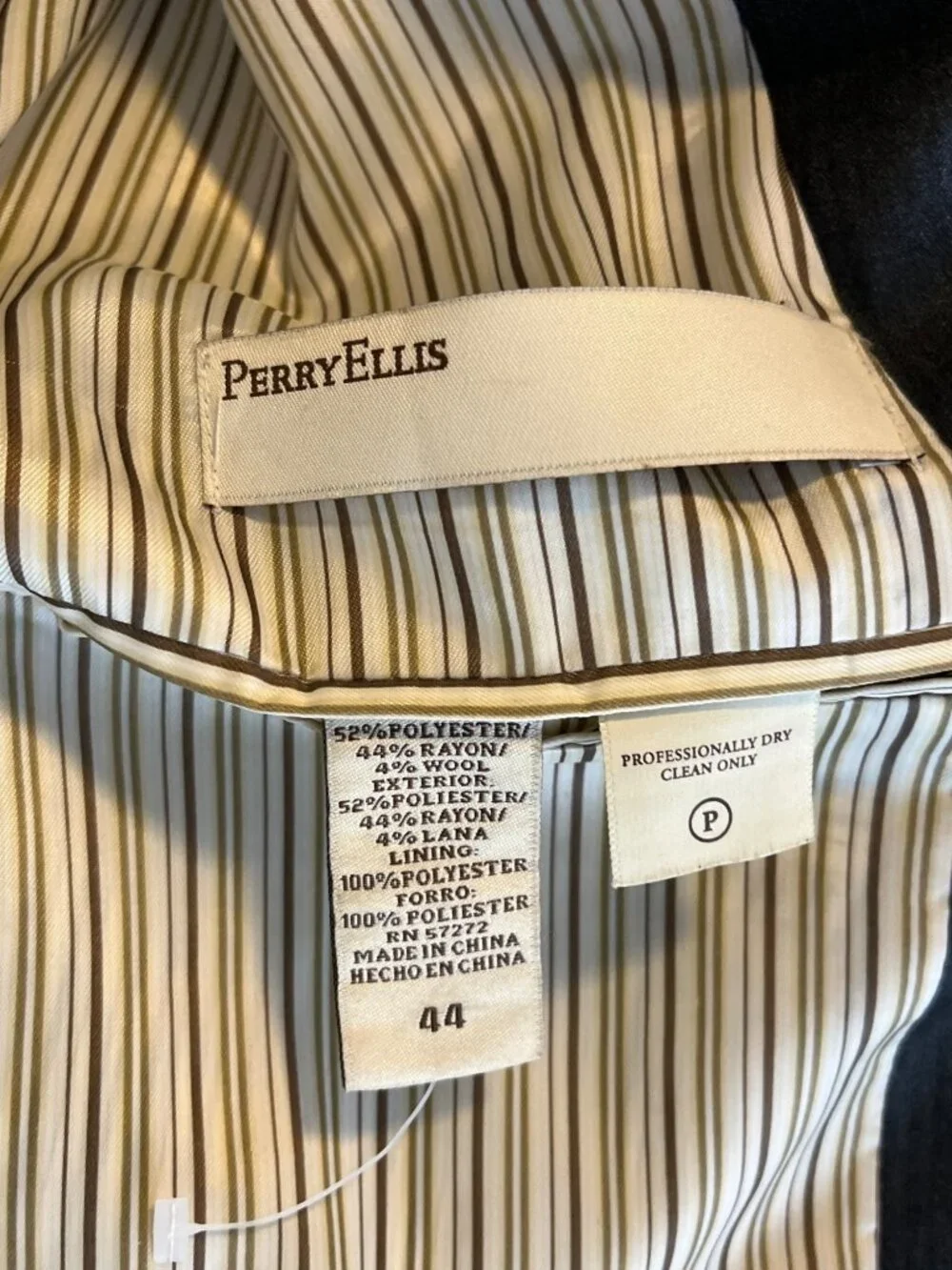 Perry Ellis Mens 44R Gray Striped Blazer Sport Coat Suit Jacket